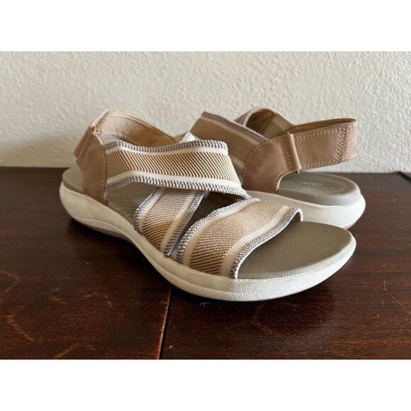Clarks Cloudsteppers Arla Stroll Sandals Womens Casual Sz 5.5W Beige Slingback H - Picture 10 of 10